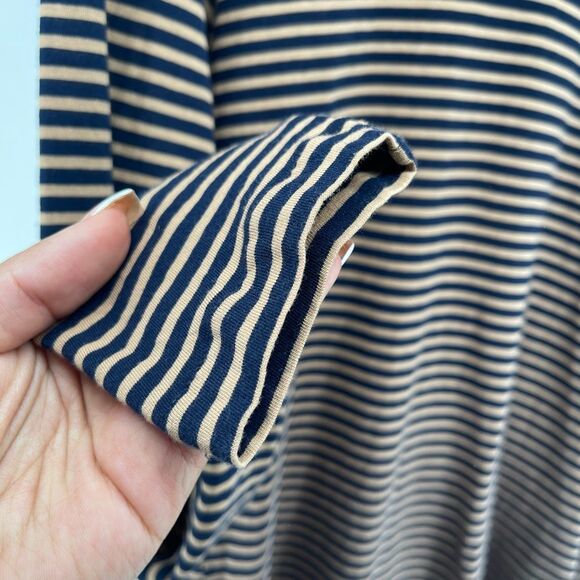 J.Crew Women’s Navy Camel Striped Cotton Tissue Long Sleeve Turtleneck Size M - Picture 7 of 13